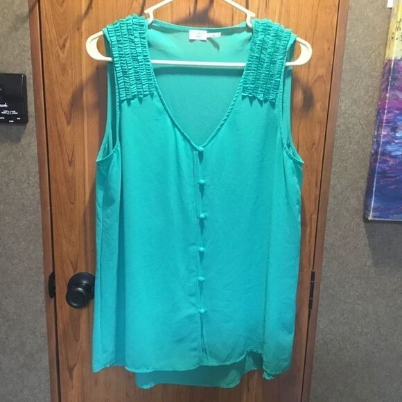 Charming Charlie Brand Sleeveless Crepe Top Sz L - Picture 1 of 10